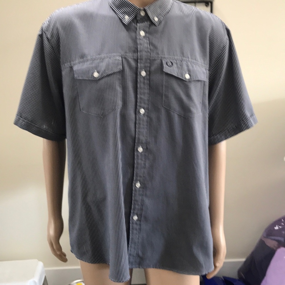 Lincoln button up, blue and white plaid, XXL